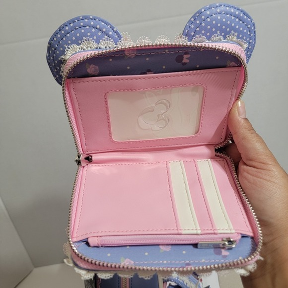 NEW! LOUNGEFLY DISNEY MINNIE MOUSE FLORAL LACE CROSSBODY BAG & MATCHING … - Picture 9 of 11